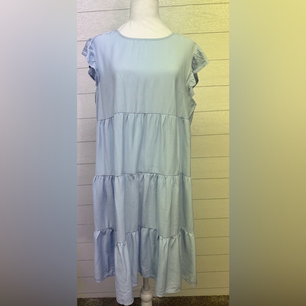 Kirundo Light Blue Ruffle Sleeve Maxi Dress Size Large